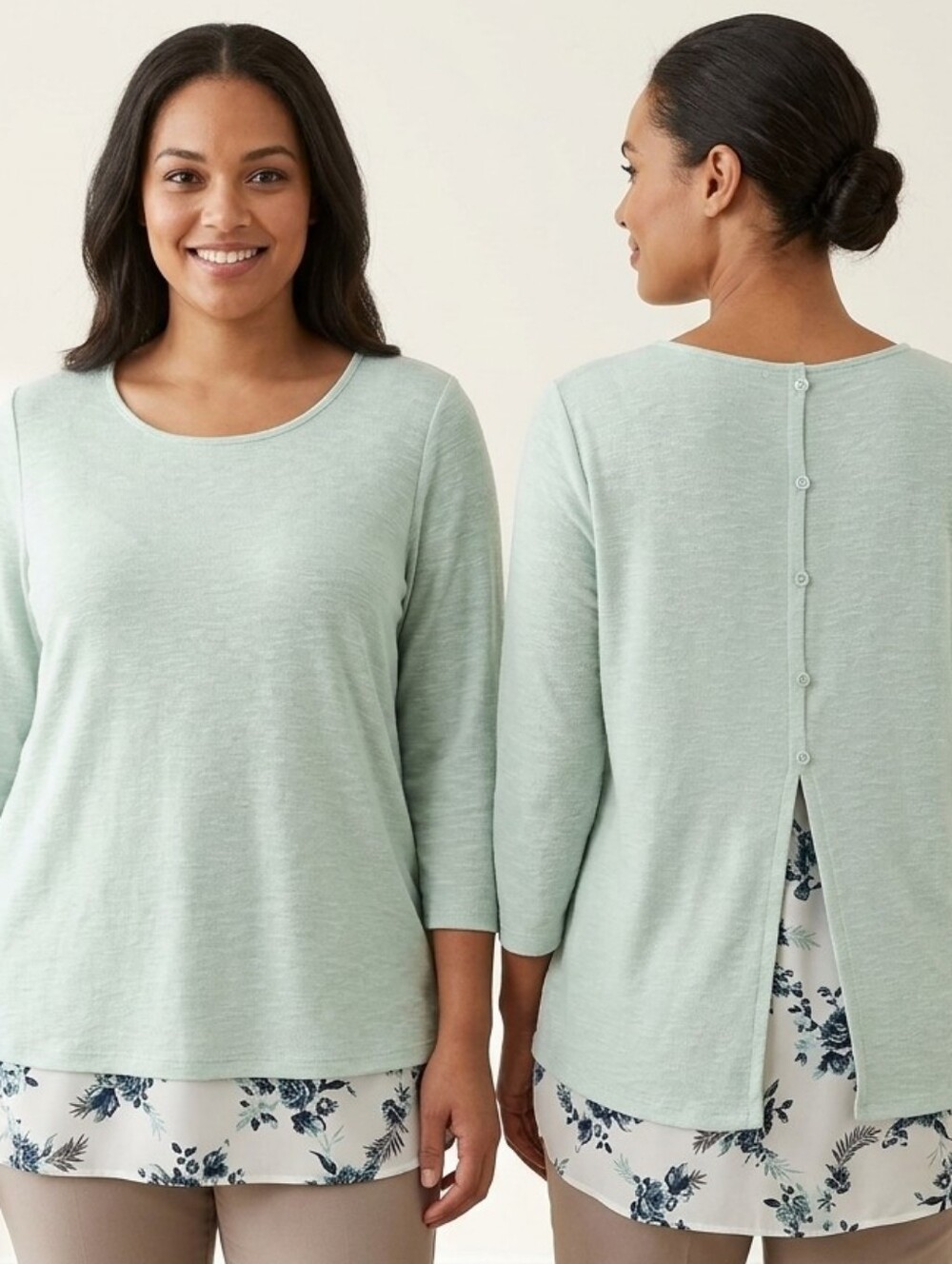 Soft Rayon Blend Mint🌱Green Layered Tunic Top Size L